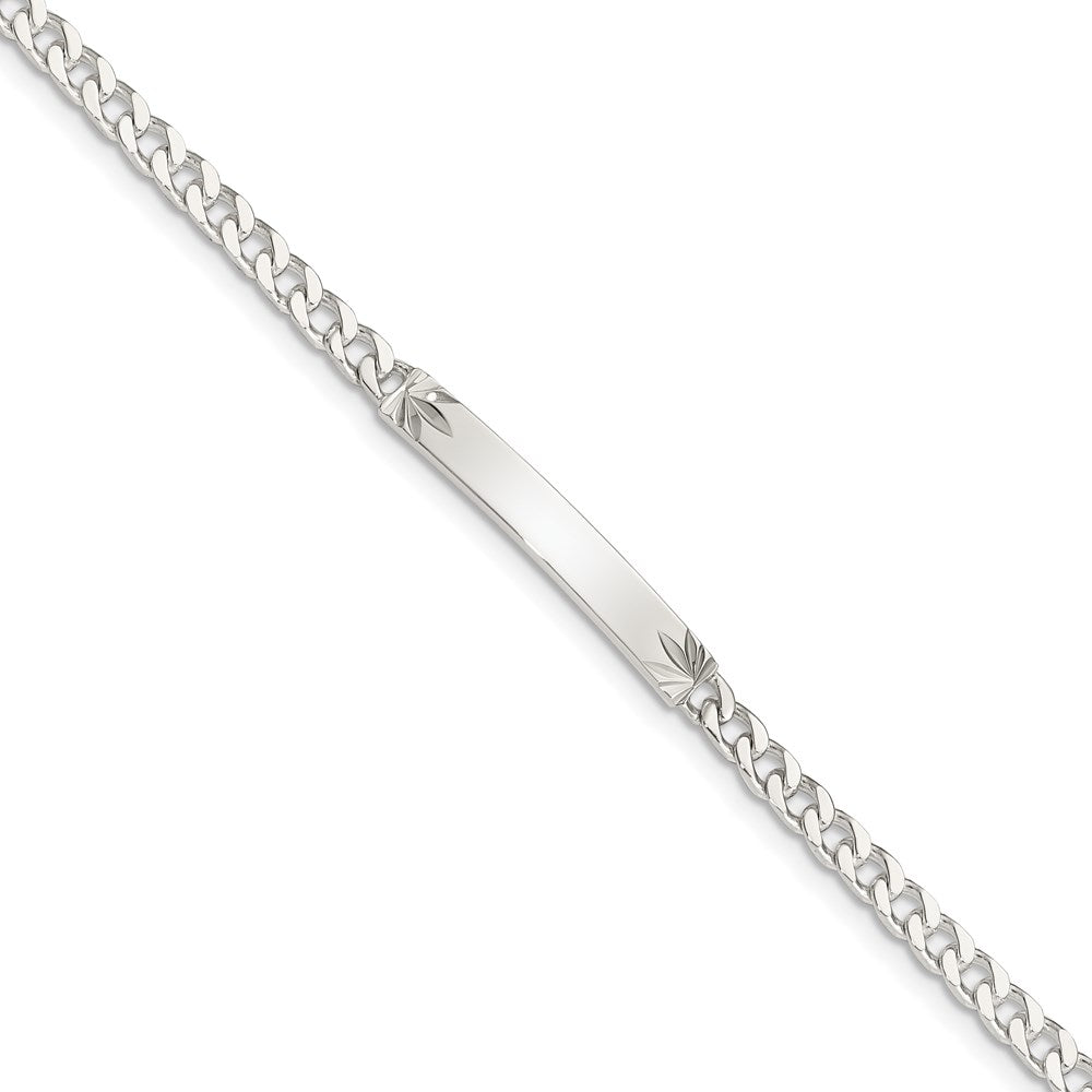 Sterling Silver Polished Engraveable Curb Link ID Bracelet