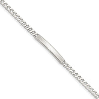 Sterling Silver Diamond-cut Engraveable Curb Link ID Bracelet