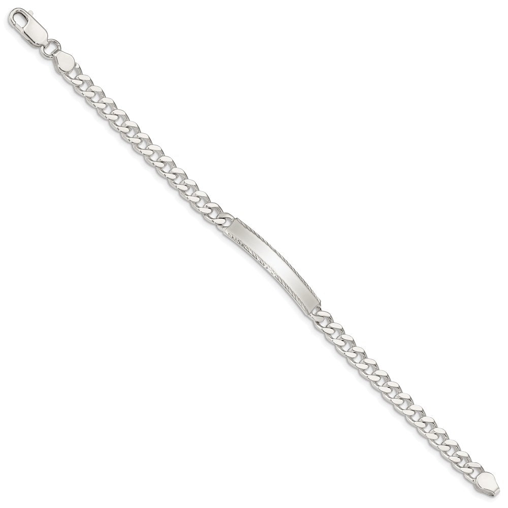 Sterling Silver Diamond-cut Engraveable Curb Link IN Bracelet