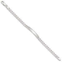 Sterling Silver Diamond-cut Engraveable Curb Link IN Bracelet