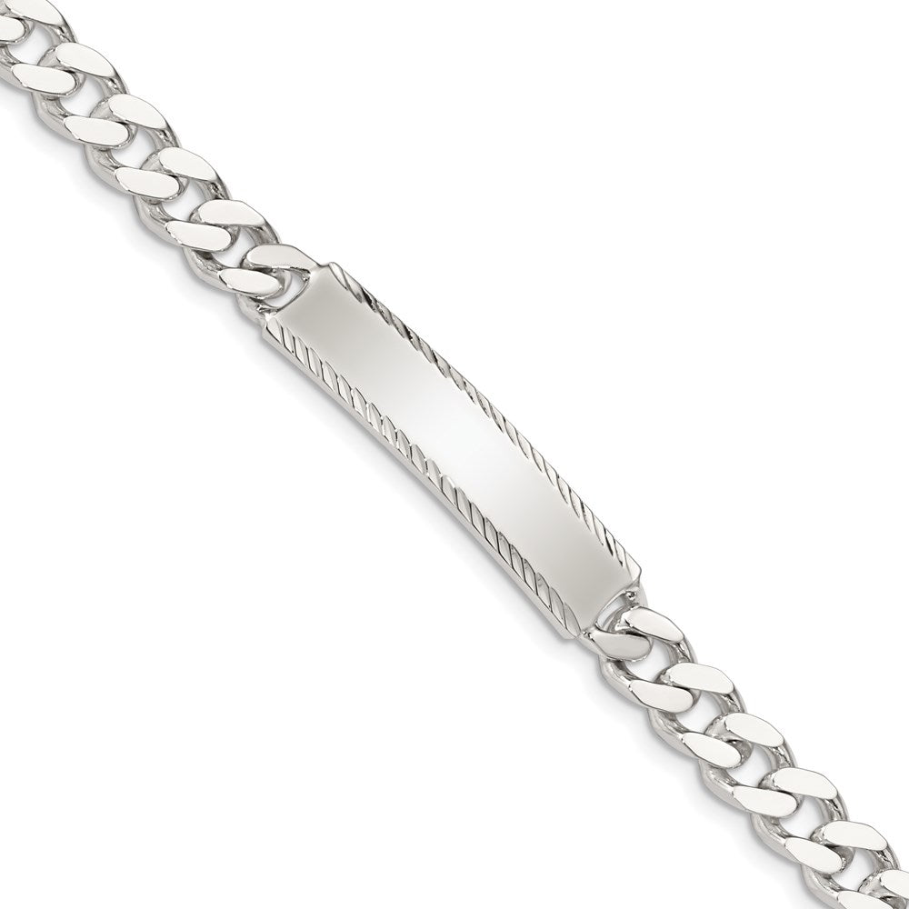 Sterling Silver Diamond-cut Engraveable Curb Link ID Bracelet