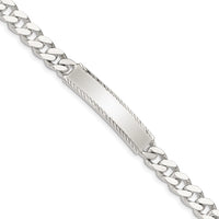 Sterling Silver Diamond-cut Engraveable Curb Link ID Bracelet