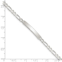 Sterling Silver Engraveable 6 in. Figaro Link ID Bracelet