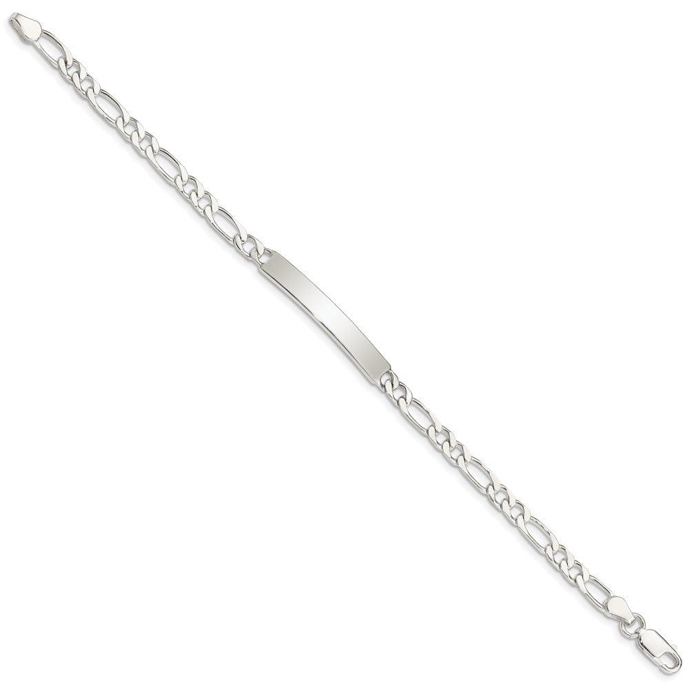 Sterling Silver 7inch Engraveable Figaro Link ID Bracelet