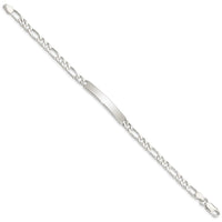 Sterling Silver 7inch Engraveable Figaro Link ID Bracelet