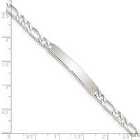 Sterling Silver 7inch Engraveable Figaro Link ID Bracelet