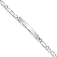 Sterling Silver 7inch Engraveable Figaro Link ID Bracelet
