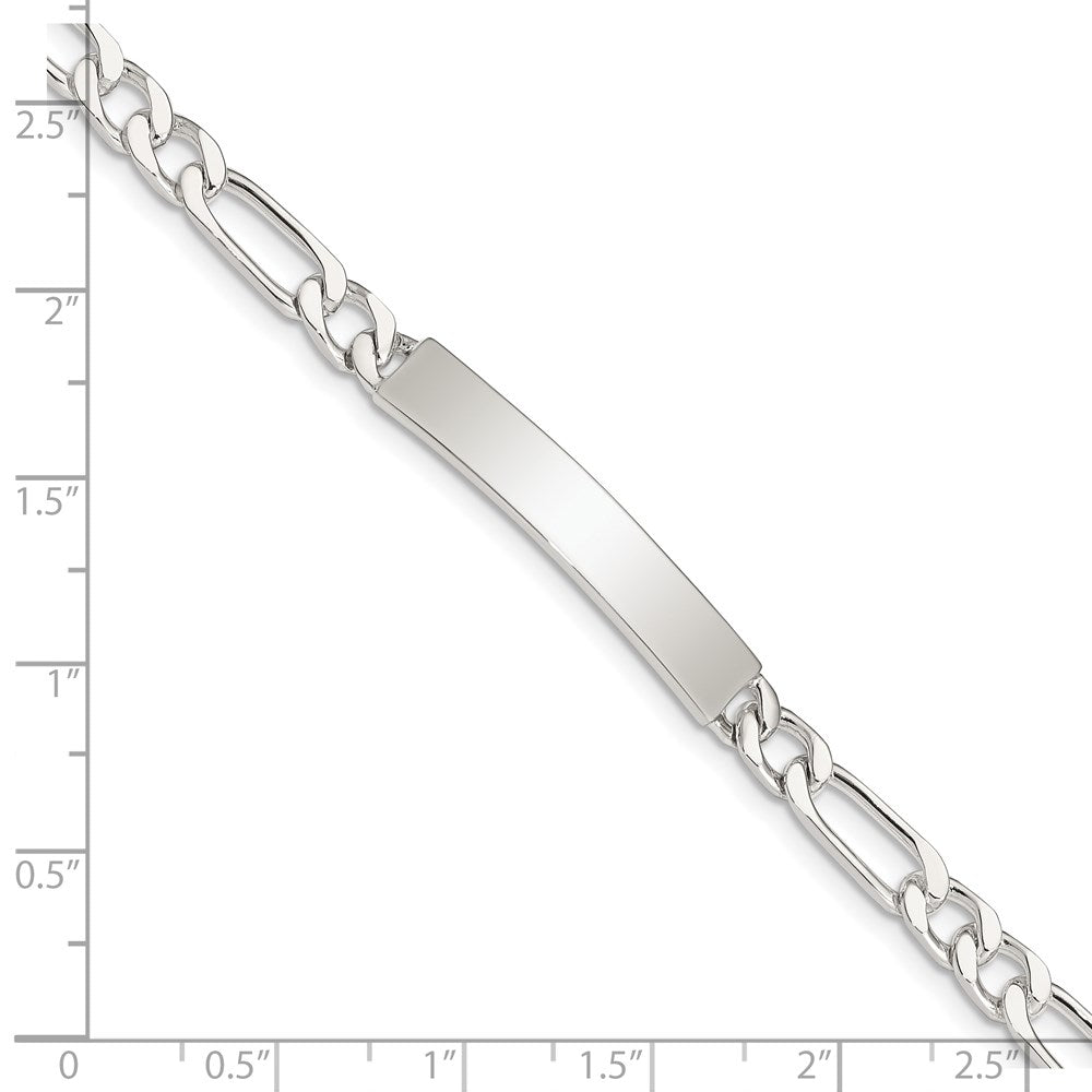Sterling Silver 7inch Polished Engraveable Figaro Link ID Bracelet