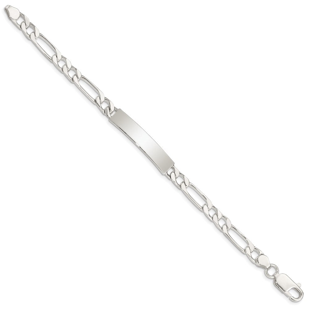 Sterling Silver 7inch Polished Engraveable Figaro Link ID Bracelet