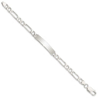 Sterling Silver 7inch Polished Engraveable Figaro Link ID Bracelet