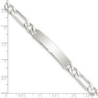 Sterling Silver 8inch Polished Engraveable Figaro Link ID Bracelet
