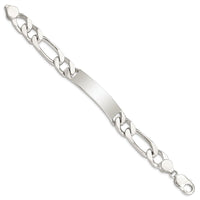 Sterling Silver 8.5 inch Polished Engraveable Figaro Link ID Bracelet