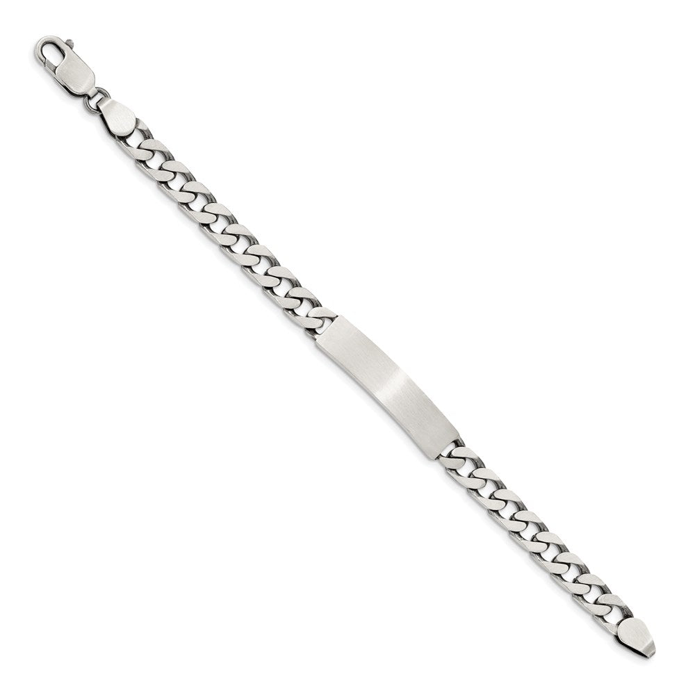 Sterling Silver 7inch Engraveable Antiqued Curb Link ID Bracelet