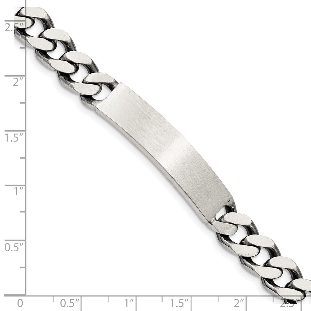 Sterling Silver 7inch Engraveable Antiqued Curb Link ID Bracelet