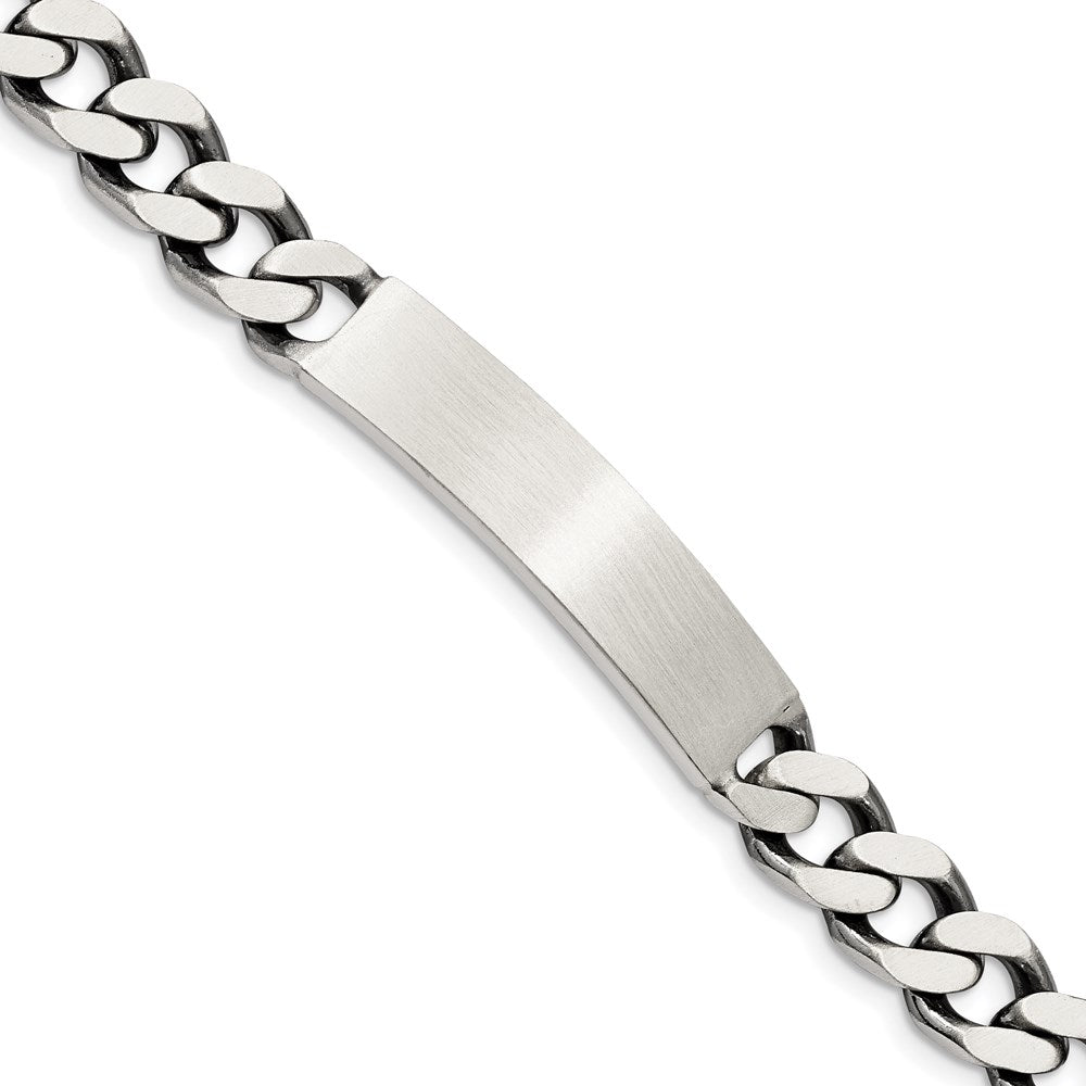 Sterling Silver 7inch Engraveable Antiqued Curb Link ID Bracelet