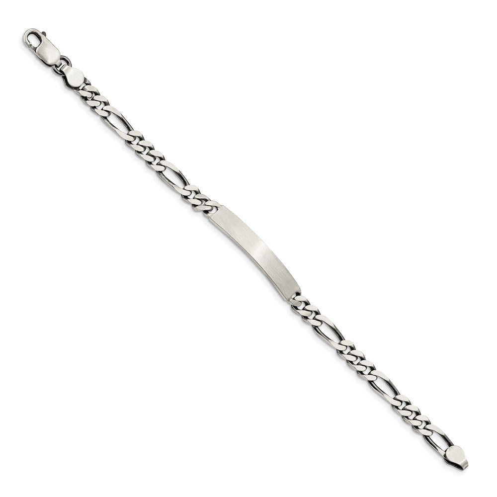 Sterling Silver 7inch Engraveable Antiqued Figaro Link ID Bracelet