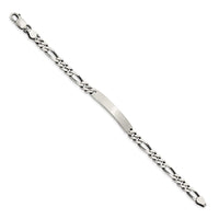 Sterling Silver 8inch Engraveable Antiqued Figaro Link ID Bracelet