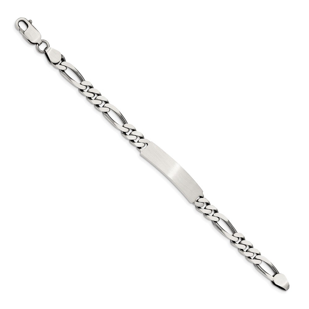 Sterling Silver 8inch Engraveable Antiqued Figaro Link ID Bracelet