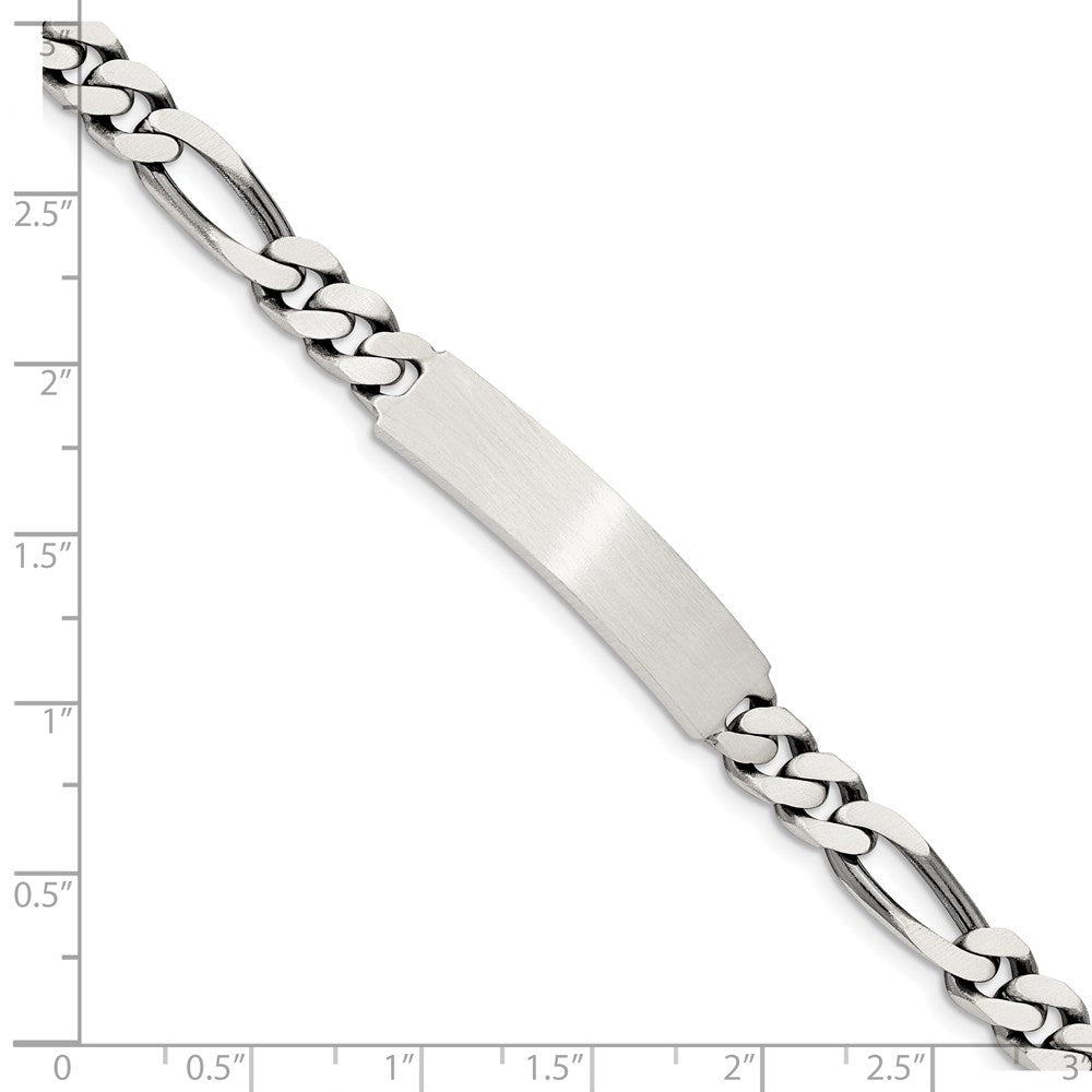 Sterling Silver 8inch Engraveable Antiqued Figaro Link ID Bracelet