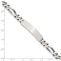 Sterling Silver 8inch Engraveable Antiqued Figaro Link ID Bracelet