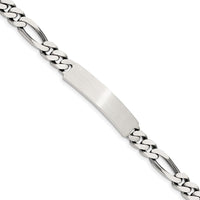 Sterling Silver 8inch Engraveable Antiqued Figaro Link ID Bracelet