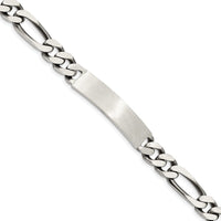 Sterling Silver 8inch Engraveable Antiqued Figaro Link ID Bracelet