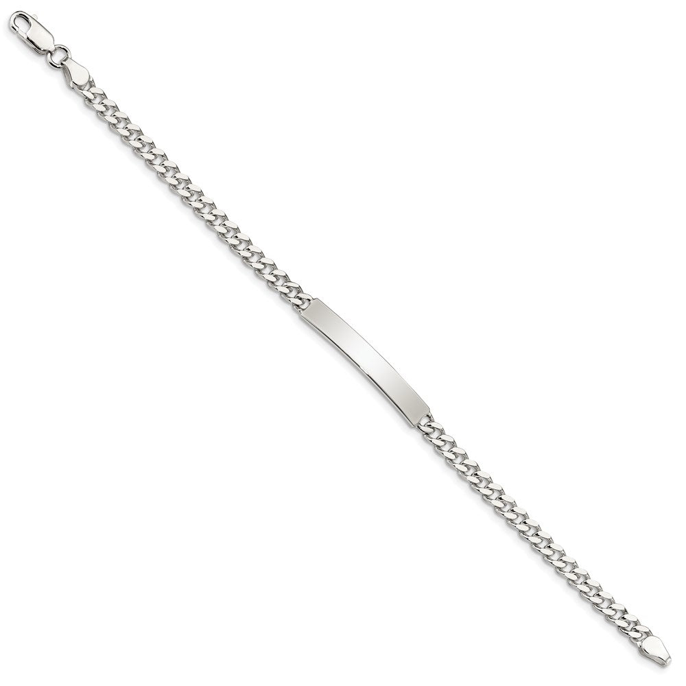 Sterling Silver 8inch Polished Engraveable Curb Link ID Bracelet