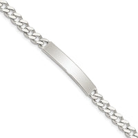 Sterling Silver Polished Engraveable Curb Link ID Bracelet