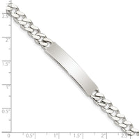 Sterling Silver Polished Engraveable Curb Link ID Bracelet