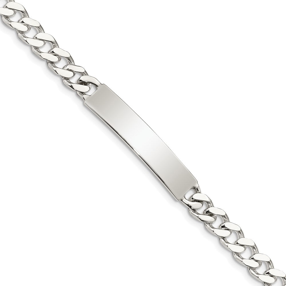 Sterling Silver Polished Engraveable Curb Link ID Bracelet