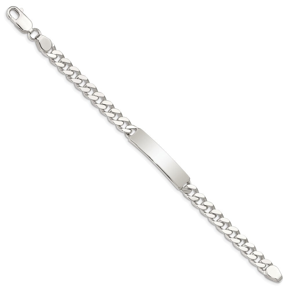 Sterling Silver Polished Engraveable Curb Link ID Bracelet
