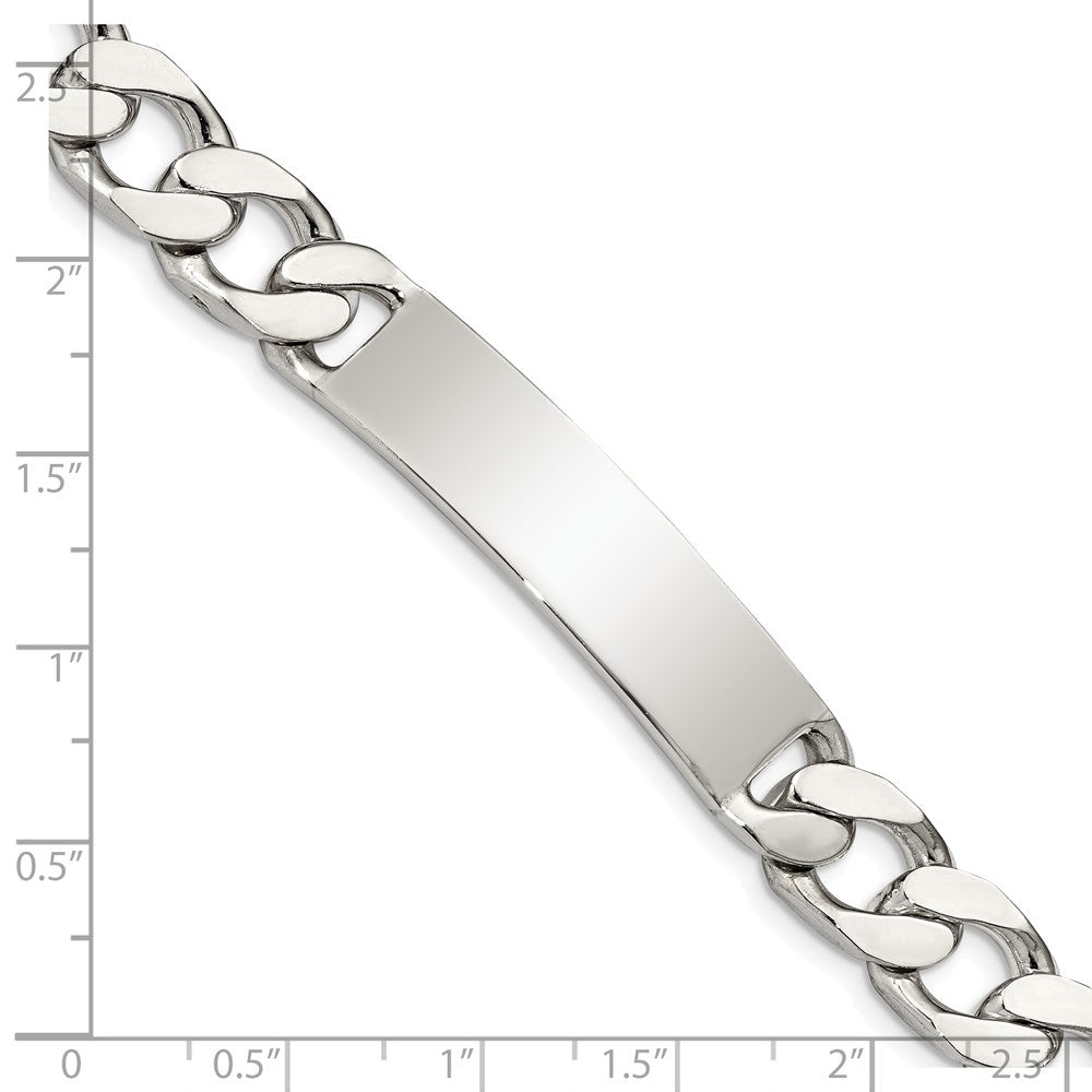 Sterling Silver Polished Engraveable Curb Link ID Bracelet