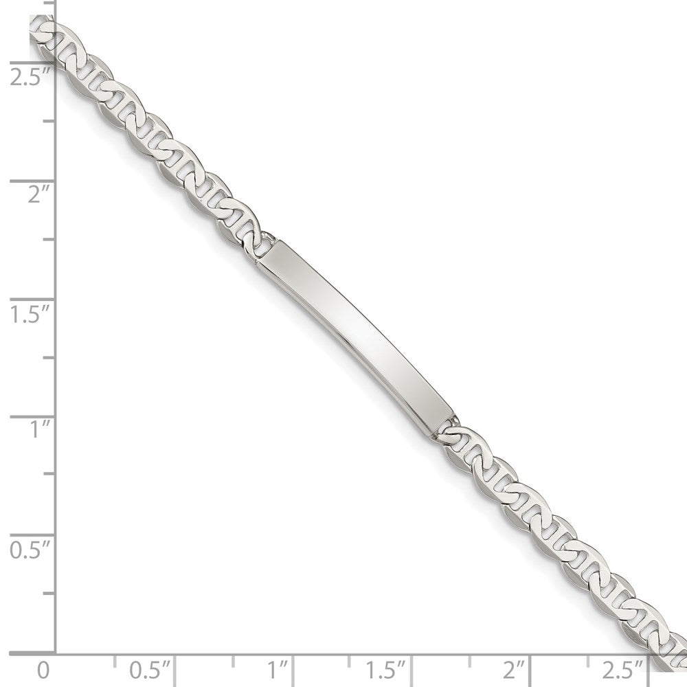 Sterling Silver 8inch Polished Engraveable Anchor Link ID Bracelet