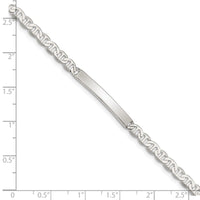 Sterling Silver 8inch Polished Engraveable Anchor Link ID Bracelet