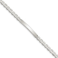 Sterling Silver 8inch Polished Engraveable Anchor Link ID Bracelet