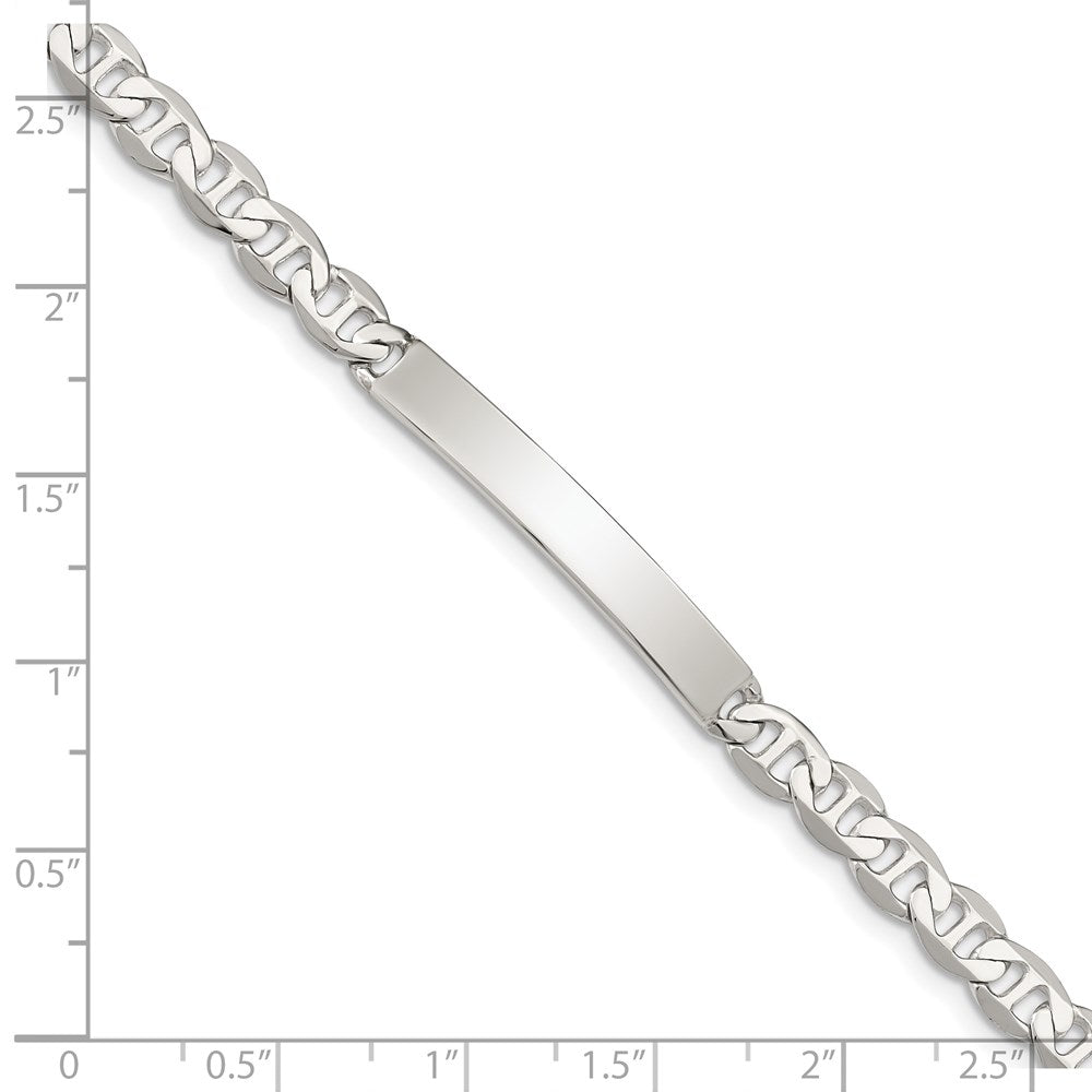 Sterling Silver 8inch Polished Engraveable Anchor Link ID Bracelet