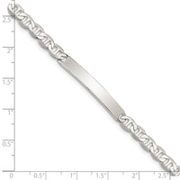 Sterling Silver 8inch Polished Engraveable Anchor Link ID Bracelet
