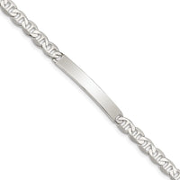 Sterling Silver 8inch Polished Engraveable Anchor Link ID Bracelet