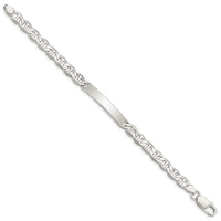 Sterling Silver Polished Engraveable Anchor Link ID Bracelet