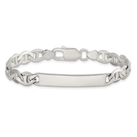 Sterling Silver Polished Engraveable Anchor Link ID Bracelet