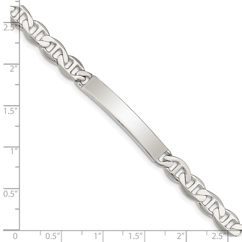 Sterling Silver Polished Engraveable Anchor Link ID Bracelet