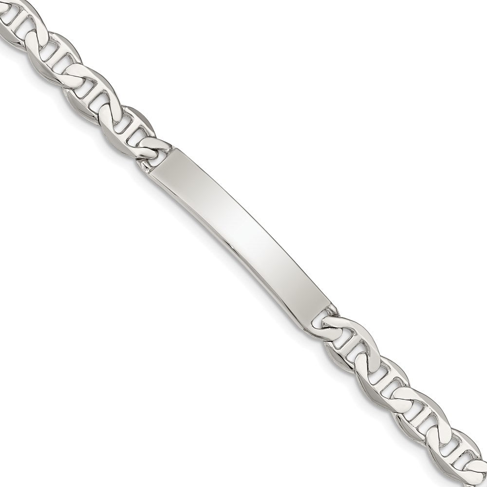 Sterling Silver Polished Engraveable Anchor Link ID Bracelet