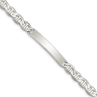 Sterling Silver Polished Engraveable Anchor Link ID Bracelet