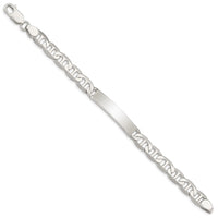 Sterling Silver 8inch Polished Engraveable Anchor Link ID Bracelet