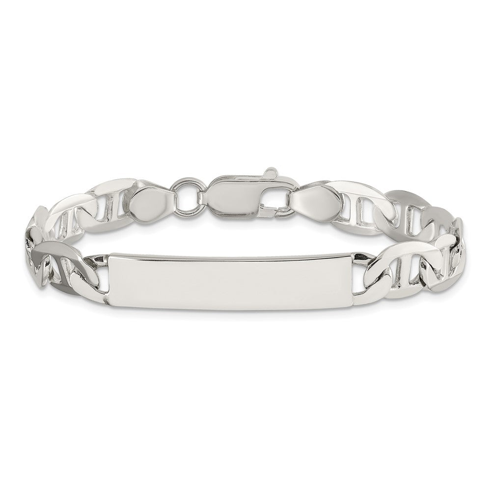Sterling Silver 8inch Polished Engraveable Anchor Link ID Bracelet