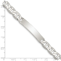 Sterling Silver 8inch Polished Engraveable Anchor Link ID Bracelet