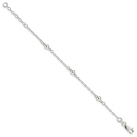 Sterling Silver Polished Fancy Bead with 1in Extension Children's Bracelet