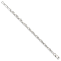 Sterling Silver Polished Beaded Chain with 1in Ext. Children's Bracelet