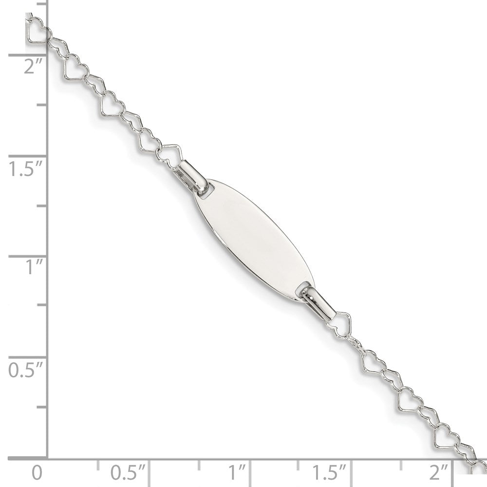 Sterling Silver Polished Engraveable Children's ID Heart Link Bracelet