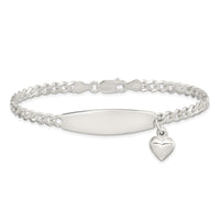 Sterling Silver w/Heart Charm ID Bracelet